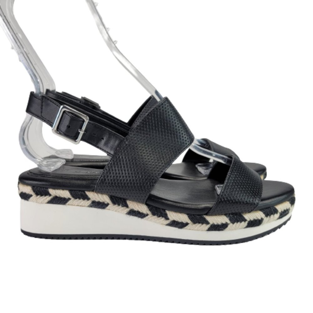 Kelly & Katie Poliana Espadrille Black White Platform Wedge Sandal Shoes Sz 8 - Picture 3 of 12